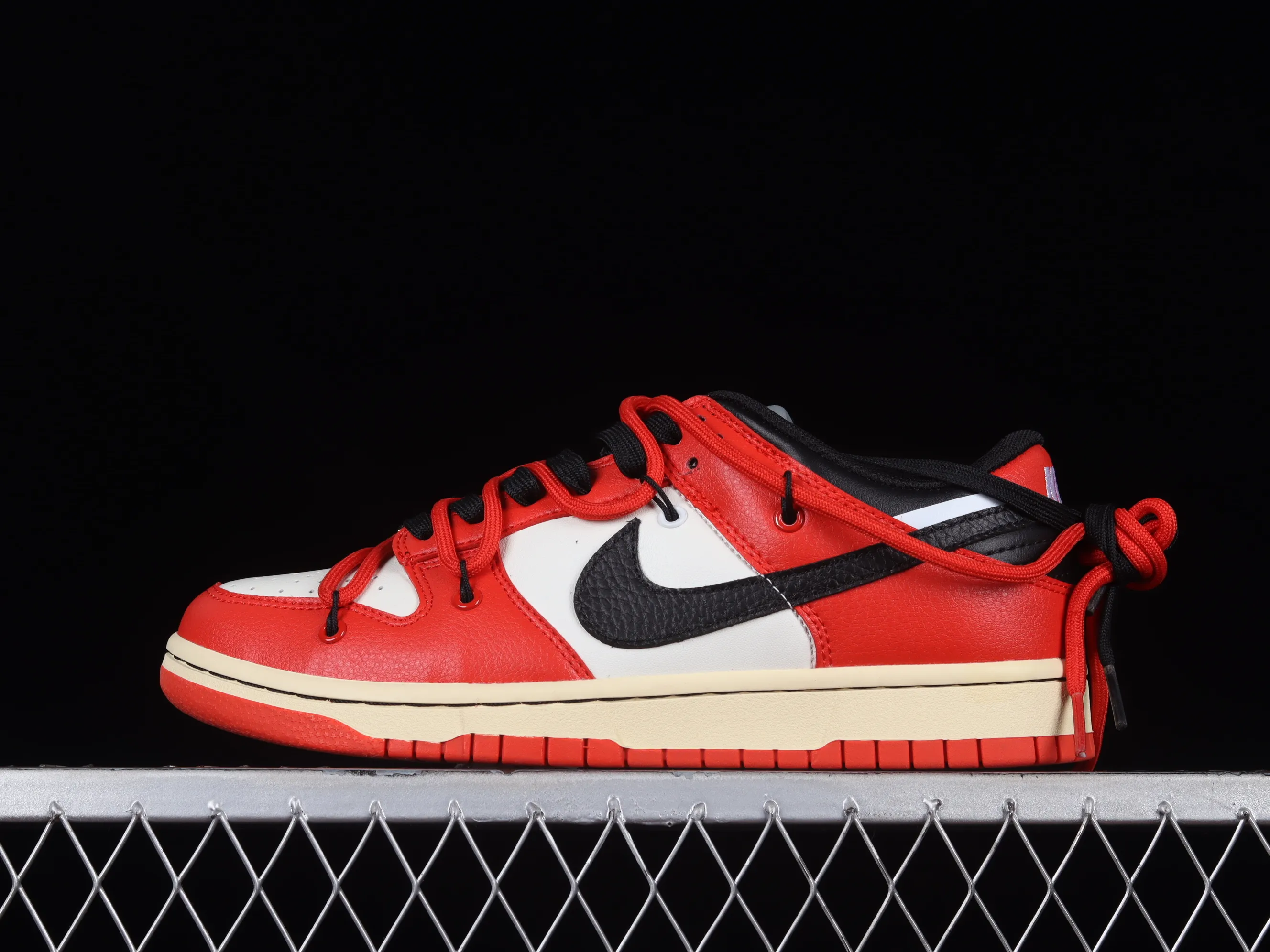 All Categories Nk SB Dunk Series Nk SB Dunk Low Low-top Sneakers Nk Dunk Low Chicago Color Customized Deconstructed Strappy Casual Sneakers DD3363-100